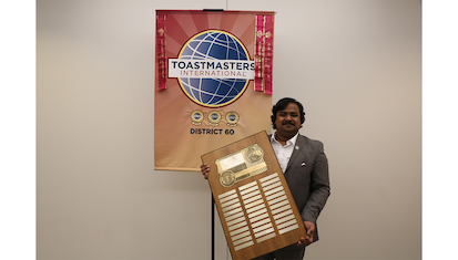 District 60 Toastmaster of the Year Winner