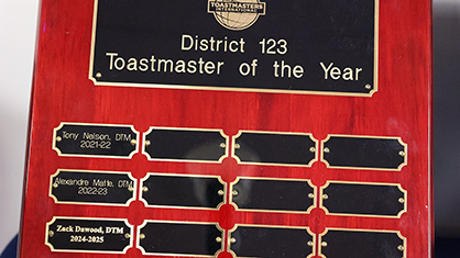 District 123 Toastmaster of the Year October 2025